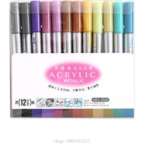 12 Colors Acrylic Paint Marker Pen for Ceramic Rock Glass Porcelain Mug Wood Canvas Painting S21 20 Dropship