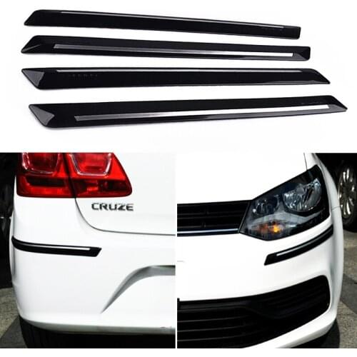 4pcs Car Bumper Protector Silane Guard Strip Chrome Sticker Front Rear Bumper Protector Rubber Black Universal44.7 X 3.1CM