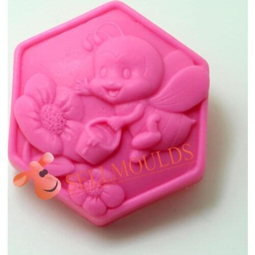 AJ018 Honey bees pattern hexagon shaped silicone mold Handmade Soap Clay craft mold DIY decoration tools