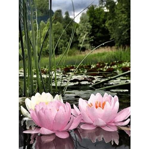 Diamond Embroidery Flower Lotus Landscape 5D DIY Diamond Painting Full Square Cross Stitch Kits Mosaic Rhinestones Decor Gift