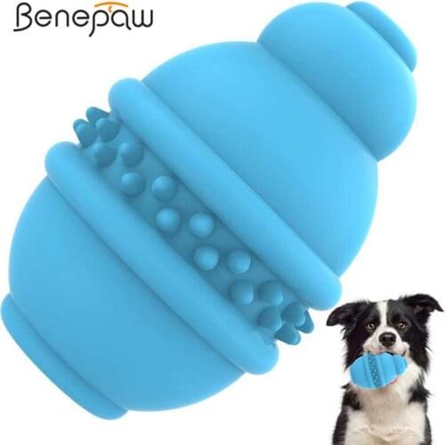 Benepaw Durable Food Dispensing Dog Ball Natural Rubber Nontoxic Medium Large Dog Chew Toys Treat Interactive Puppy Dental Care