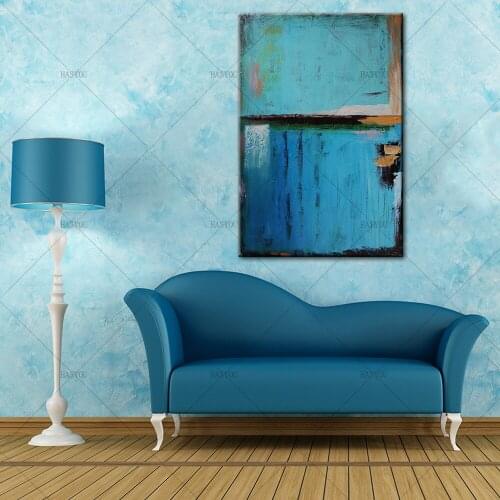Free Shipping modern abstract landscape palette knife oil paintings Home Decoration Living Room Wall Pictures Blue Art for Wall