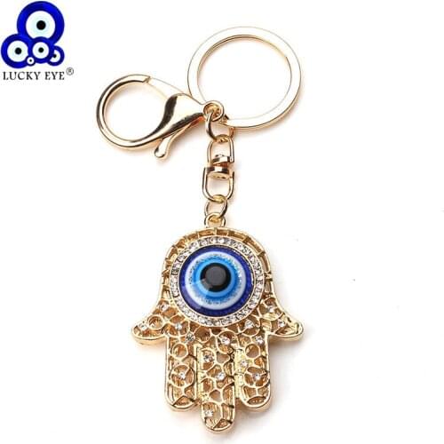 Lucky Eye Fatima Hamsa Hand Keychains Evil Eyes Buckle Car Keychains For Women Men Jewelry EY1342