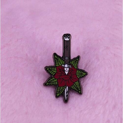 Rose dagger brooch beautiful tattoo art inspired sweet flair addition