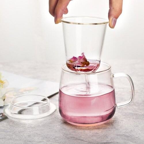 Household Teaware Glass Teapot Stove Heat Resistant High Temperature Explosion Proof Tea Infuser Milk Rose Flower Mug Tea Cup