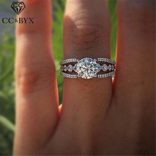 CC Vintage Jewelry Rings For Women Cubic Zirconia Round Stone Engagement Ring Bridal Wedding Anel Drop Shipping CC2298