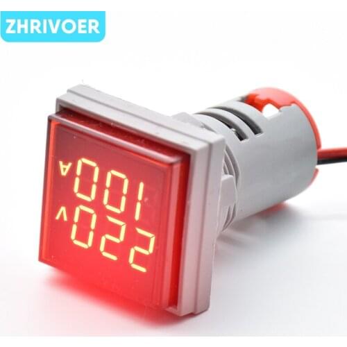 Double Display Digital Voltage Amperometer 22MM AD16-22DSV type AC60-500V Mini Voltage Meter LED Voltmeter Indicator Light Lamp