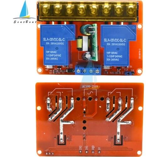 DC5V/AC100-250V 30A 2 Channels High Low Level Trigger Control Switch Relay Module High Power Isolated Relay Board for Arduino