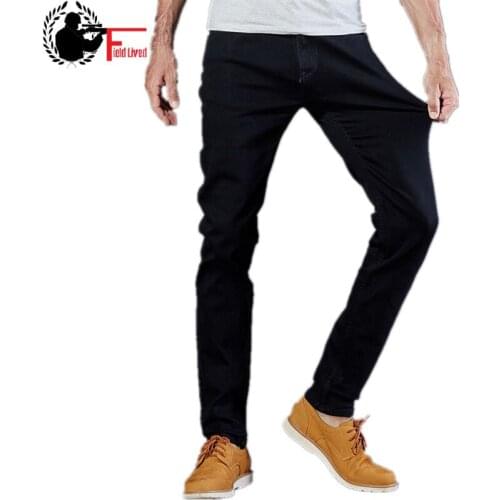 Mens Jeans Black High Stretch Denim Brand Men Jeans Size 30 32 34 35 36 38 40 42 Pants Trousers male fashion slim fit