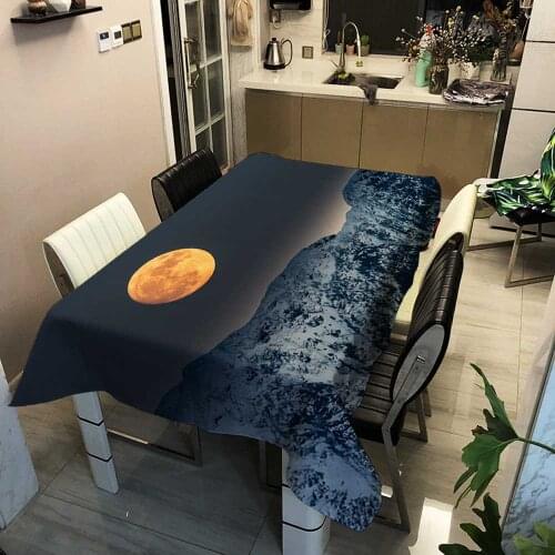 Moon And Back Tapestry Forest Seasons Tablecloths Rectangular Art Mantel Mesa Tablecloth Tovaglia Tea Coffee Table cloth Cover