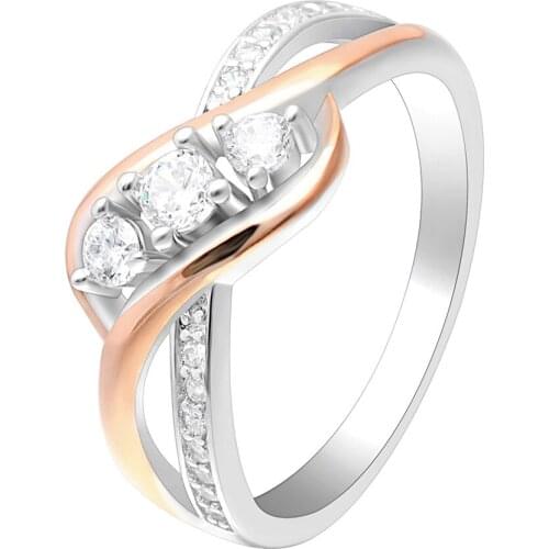 Hainon Crossing Rose Gold/Silver Color Cross Rings Jewelry Classic Engagement Ring for Women Romantic Wedding Ring Distribution