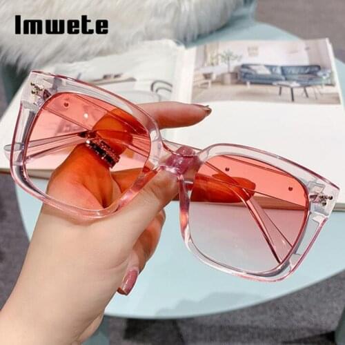 Imwete Fashion Square Sunglasses Women Men Vintage Gradient Sun Glasses Retro Rivet Goggles 2021 New Trend Eyeglasses