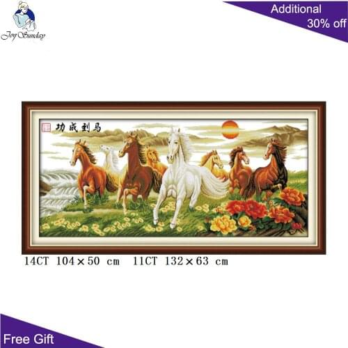 Joy Sunday Horse Home Decoration D020(4) 14CT 11CT Stamped and Counted Wishing You Every Success Wealth And Honour Cross Stitch