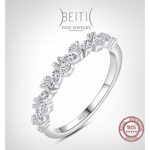 Beitil Genuine 925 Sterling Silver Flower Plant CZ Rings Stackable For Women Minimalist Fine Jewelry 2021 New Style