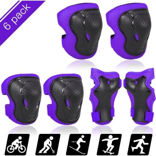 Kids Knee Pads Set 6 in 1 Protective Gear Kit Knee Elbow Pads with Wrist Guards Children Sports Safety Protection Pads