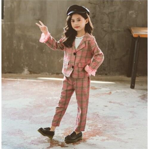 Hot Sale Spring Autumn Baby Girls Suit Coat + Pants 2pcs Kids Teenage Outwear Children Clothing High Quality