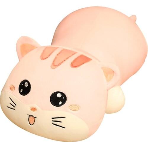 Hot Huggable Cartoon Cute Lying Cat Plush Toys Stuffed Animal Doll Soft Nap Pillow Cushion Sofa Decor Gift for Kids Baby Girls
