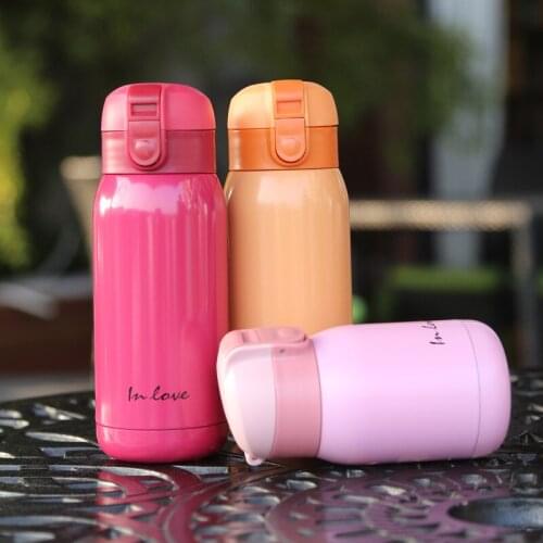 Lovely candy-colored mini thermos with elastic lid stainless steel portable childrens travel kettle coffee cup water bottle
