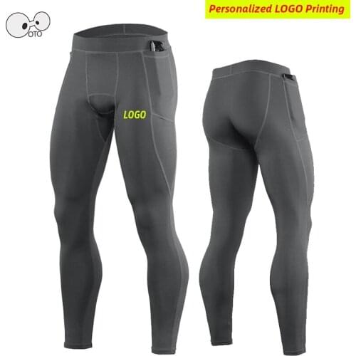 Personalize LOGO Men Compression Running Leggings Quick Dry Elastic Sport Gym Fitness Tights Workout Training Pants Yoga Bottoms