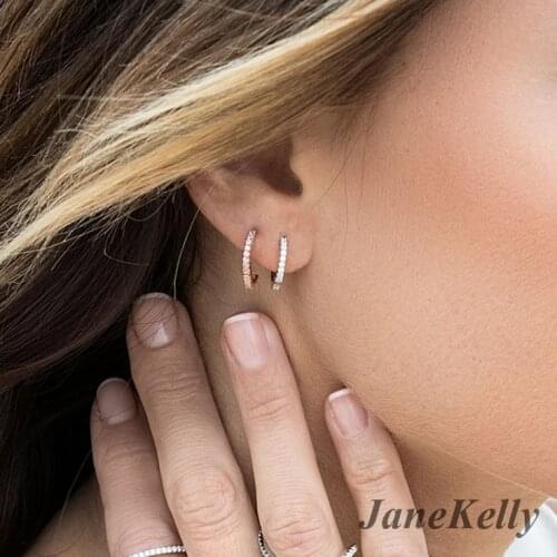 Janekelly New Trendy Micro Pave Zircon Personality Round Hoop Earrings For Women Jewelry