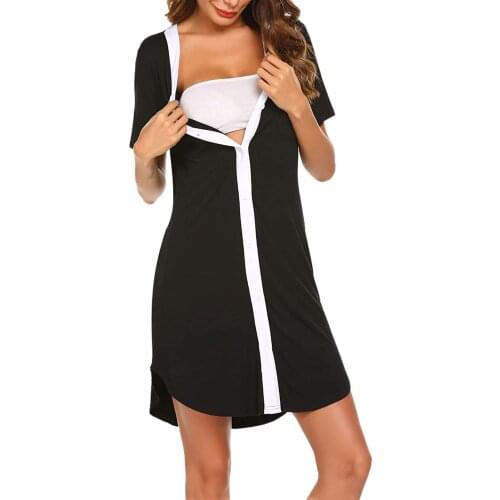 Maternity Pajamas Sleepwear Pregnancy Nursing Nightgown Pregnant Breastfeeding Cotton Sleeping Dress Mother Nursing Clothes