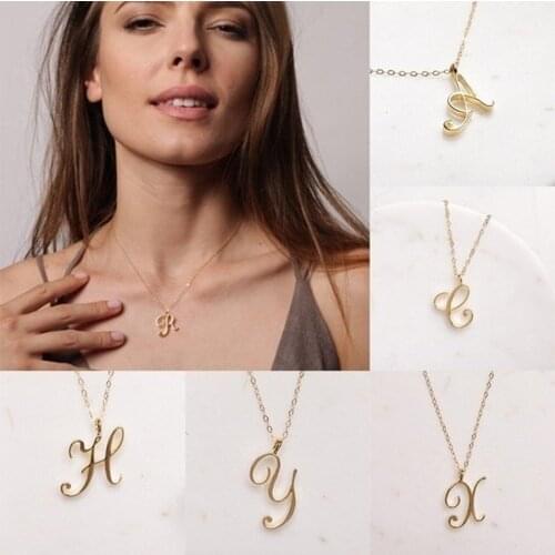 Latest 26 English Letters Initial Alphabet Cursive Name Word Necklace Golden Personality Exclusive Necklace Jewelry Design