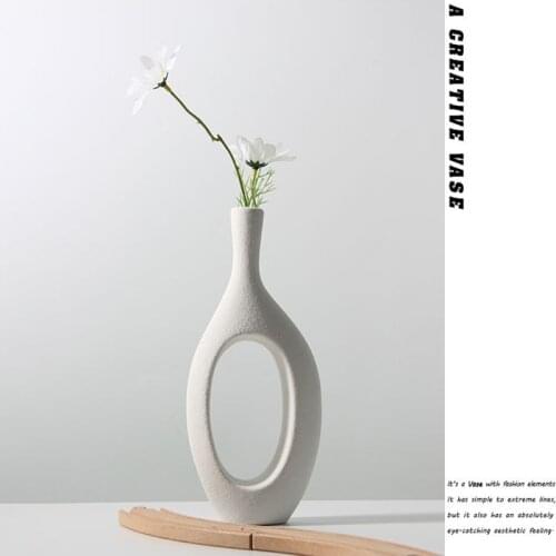 Simple Vase Ins Style Ceramic Vase Flower Arrangement Ornaments Fresh flowers Dried Home Decoration Tabletop Vase White
