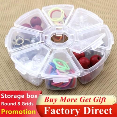Round Shape Empty 8 Compartment Electronic Components Storage Box Transparent PP Plastic Case For Jewelry Jar Fishing Tackle Art