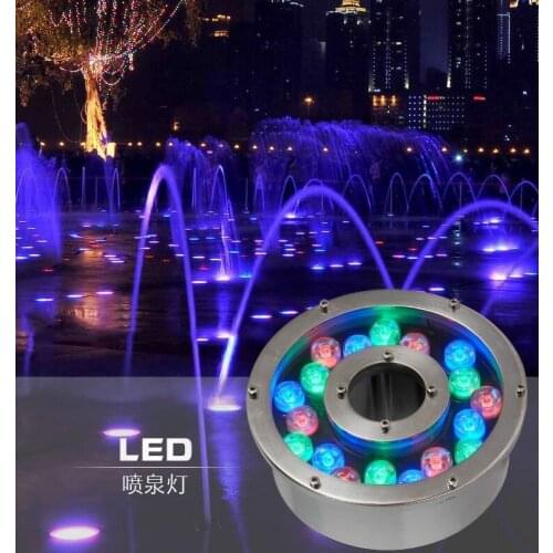 Factory Direct Sales 18W Round Underwater LED Light DC 24V Waterproof IP68 Swimming Pool Lights CE RoHS Pond Lamps Fountain Lamp
