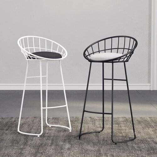 Customized Nordic Bar Stools for Restaurant Home Furniture Simple Luxury Wrought Iron Backrest Chair High Stool Modern Bar chair
