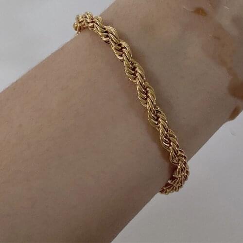 Tassel Style Trendy Wild Twist Chain 5MM Thick Bracelet Necklace Clavicle Chain 24k Color Jewelry