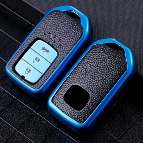 TPU Soft Car Key Cover For Honda Civic Accord CRV HRV Pilot CRZ 3 Buttons Smart Keychain Leather Style Remote Protector Case
