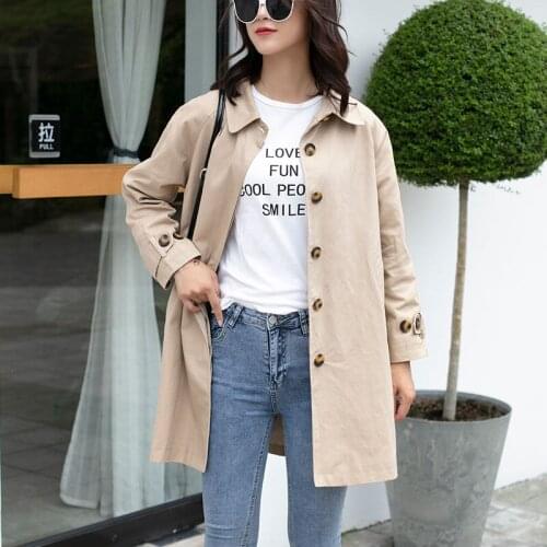 New Casual Loose Trench Coats Women Spring Autumn Invisible Buckle Windbreakers Female Large size Loose Coats Womens Overcoat