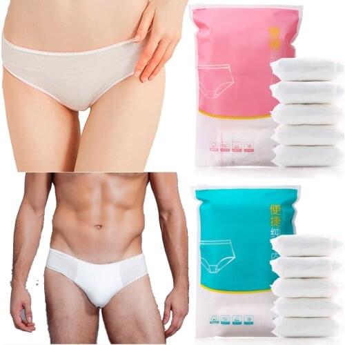 Pack of 5 Womens and Mens White 100% Cotton Soft Bags Disposable Disposable Underwear Travel