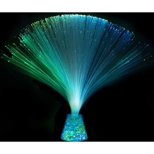 Fccemc Fiber Optic Lamp Color Changing Crystal Base - USB/Battery Powered - 13 Inch - Fiber Optic Centerpiece Sensory Light-q1