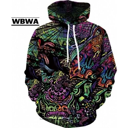 WBWA 3d Hoodies Psychedelic Sweatshirts men Element Hooded Casual Abstract Hoody Anime Graffiti Hoodie Print Funny 3d Printed