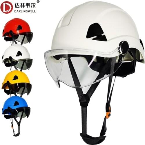 DARLINGWELL Safety Hard Hat with Visor ABS Work Cap Protective Helmet with Goggles Outdoor Riding Climing Rescue Helmets