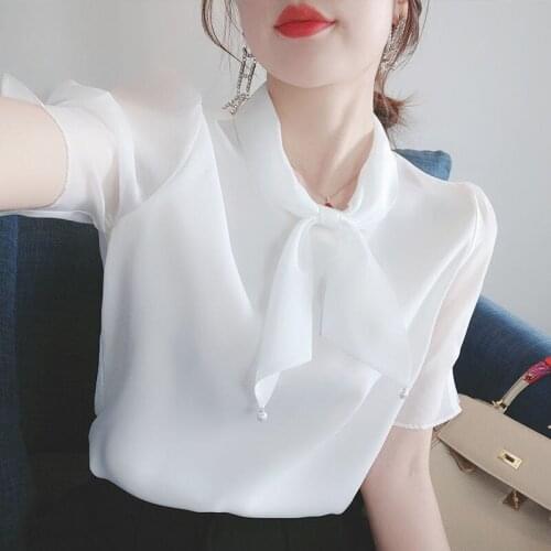 Womens Shirt Short Sleeve Chiffon Blouses Top Summer Fashion Elegant Shirt Plus Size Women Blusas De Mujer