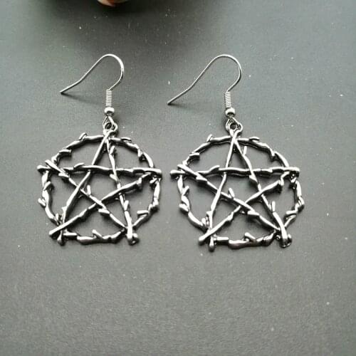 Goth Hanging Pentagram Drop Earrings for Women Ear Rings Punk Gothic Silver Color Womens Geometry Jewelry Female 2025