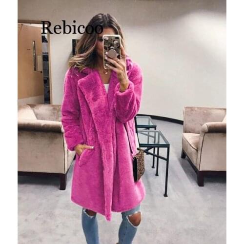 Winter Women Faux Fur Coat Luxury Long Fur Coat Loose Lapel OverCoat Jacket Thick Warm Plus Size Female Plush Fur