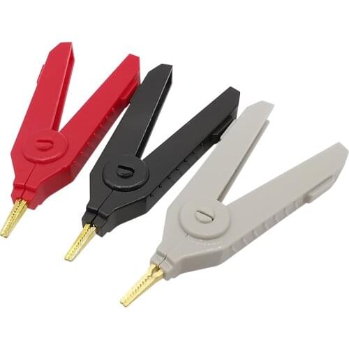 1Pcs Gold-plate Copper LCR Alligator Clip Kelvin Duckbill Clips Crocodile Clamps Red Black Grey Red Black Grey