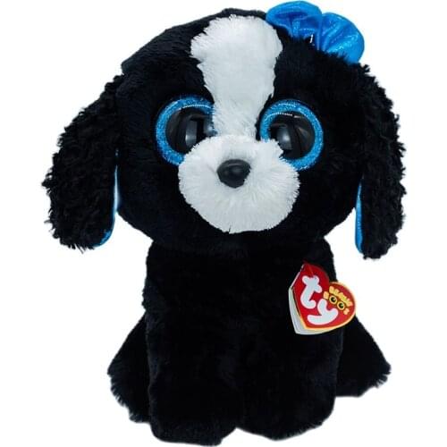 15CM Ty Beanie Big Eyes Soft Plush Stuffed Pea Animal Black and White Dog Collection Cute Toy Doll Child Birthday Christmas Gift