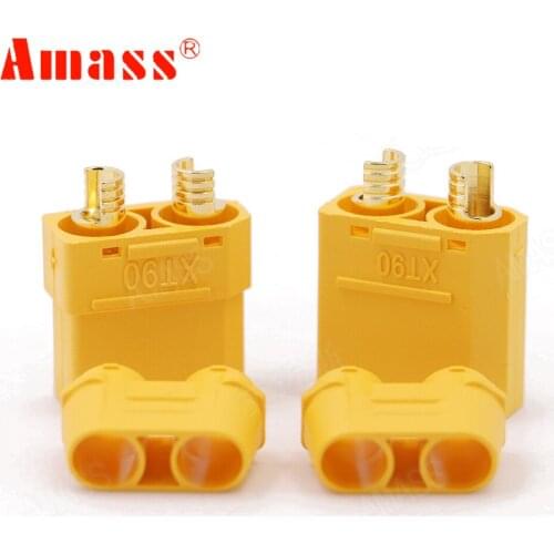 4pcs/lot Amass XT90 Battery Connector Set 4.5mm Male Female Gold Plated Banana Plug For RC Model Battery (2 pair)