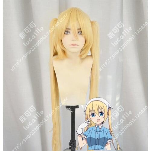 Anime Blend S Kaho Hinata Cosplay Wig Long Golden Wavy Hair With Double Ponytails Heat Resistant Synthetic Hair Wigs + Wig Cap