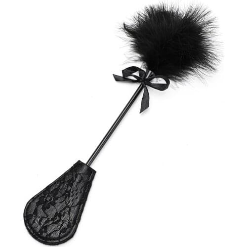 BDSM Spanking Paddle Long Whip Flirting slave Black Lace Plush For Woman Submissive Slave Kinky Fetish Whip Torture Sex Toys