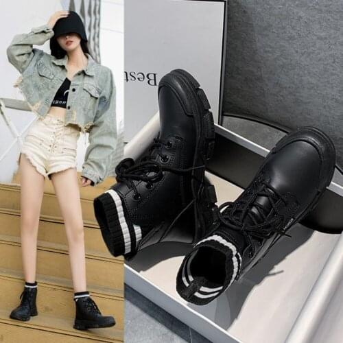 Martin Boots Female British Style 2020 New Autumn Winter Single Boots Wild Womens Shoes increased Locomotive Short Boots