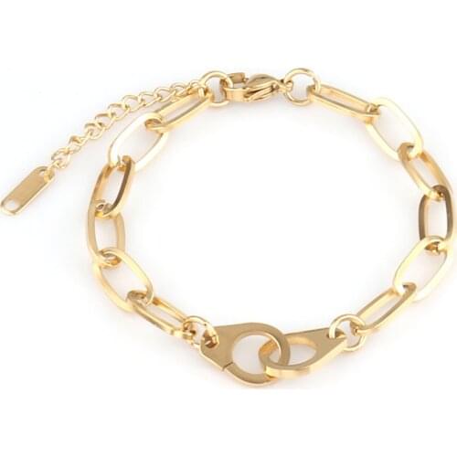 Heart Bracelet Clover Bracelet Punk Stainless Steel Bracelet Pendant Thick Chain Bracelet For Women Charm Bracelet Party Jewelry