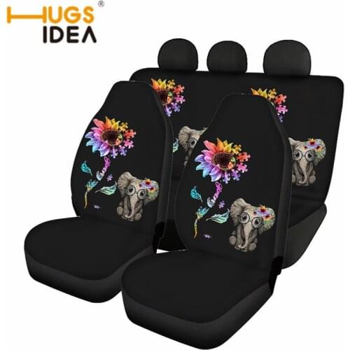Hippie Animal Sunflowers Leaves Car Interior Seats Protector Elephant United States of America Flag Print Car Seat Covers
