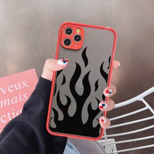 JAMULAR Red Flame Fire Phone Case For iPhone 11 Pro 7 XS MAX X SE 2020 XR 8 Plus Camera Len Full Protection Cover Hard Matte Bag