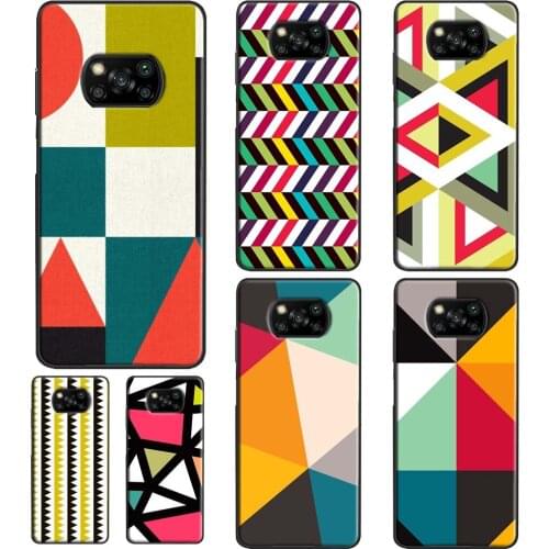 Geometric Stripy Triangle Pattern For POCO F3 F1 F2 M3 X3 Pro Phone Case For Xiaomi Mi 11 Lite Ultra 10T Pro Mi Note 10 Lite